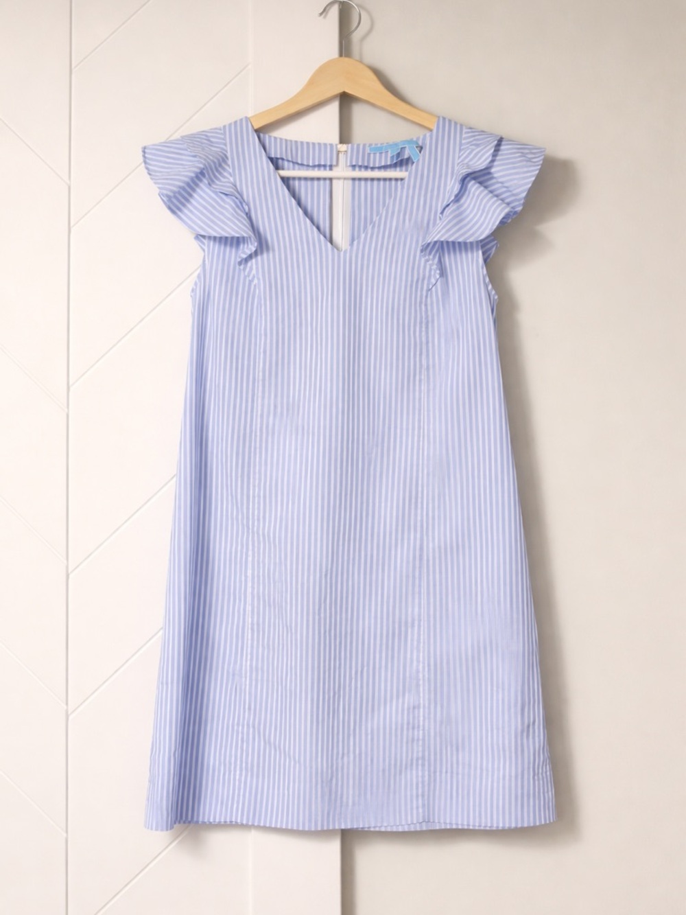 Draper James Light Blue & White Striped Mini Dress Size 0 100% Cotton
